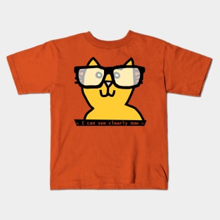 Cat in Glasses can see Clearly Now Kids T-Shirt